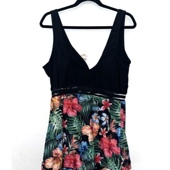 Womens Floral V-Neck Romper Swimwear 2XL - Picture 2 of 8